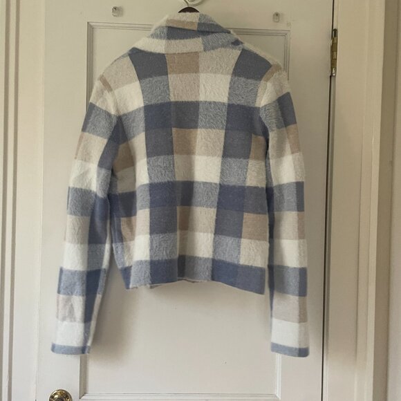 Rachel Zoe Jacket Plaid Double-breasted fluffy Size M - Picture 4 of 6